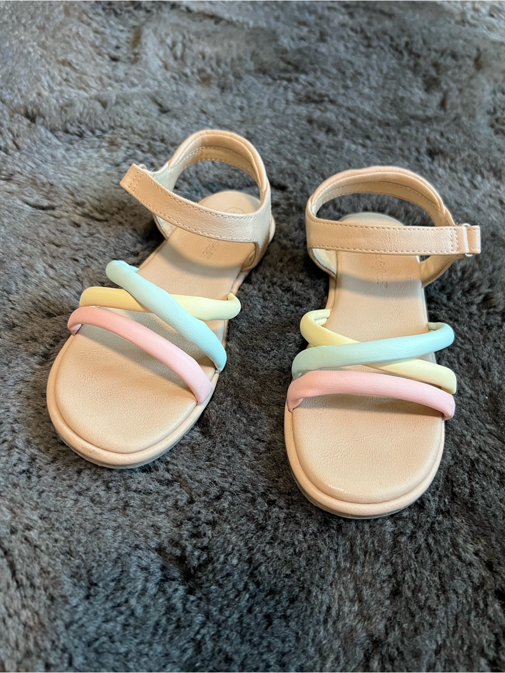 Kids Pastel Multi-Color Strap Sandals Size 11